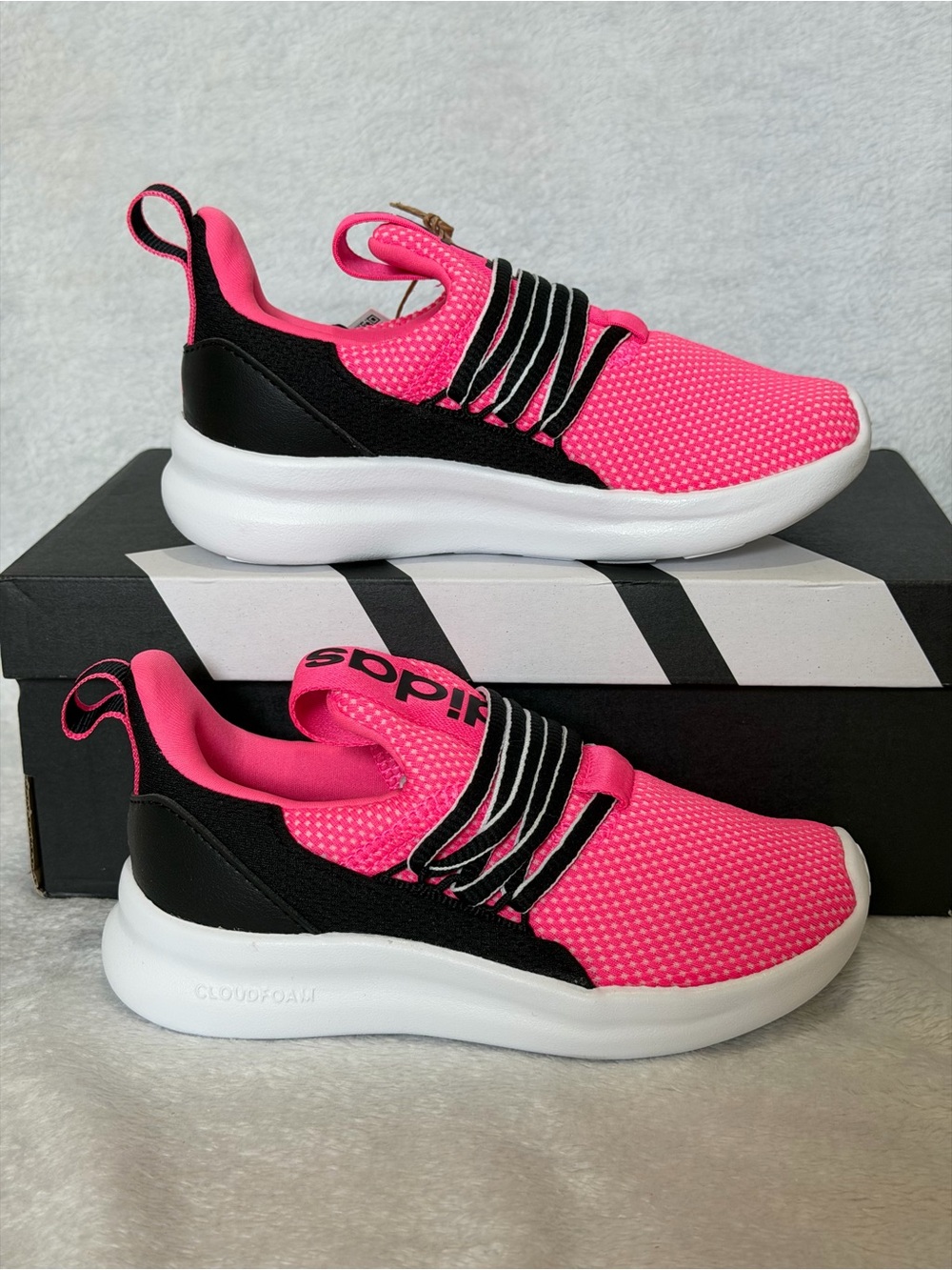 Kids Athletic Sneakers in Hot Pink and Black - Breathable Slip-On